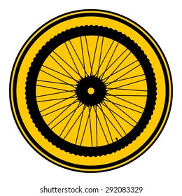 Bicycle wheel button on white background. Vector illustration.