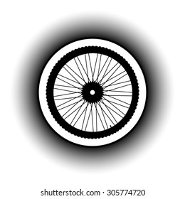 Bicycle wheel button on white background. Vector illustration.