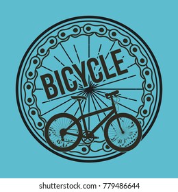 bicycle wheel chain transport blue design