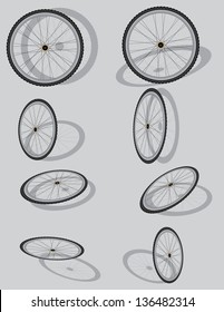 Bicycle wheel in different perspectives