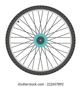 bicycle wheel in flat style. isolated on white background. modern vector illustration