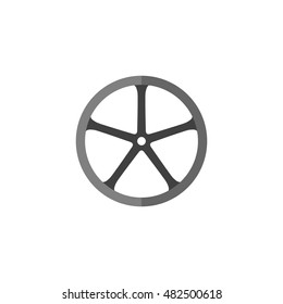 Bicycle wheel icon in flat color style. Sport cycling race single track tubular