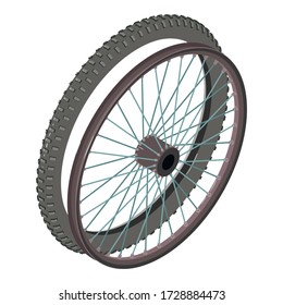 Bicycle wheel icon. Isometric illustration of bicycle wheel vector icon for web