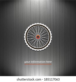 Bicycle wheel, icon on a dark texture background for your design