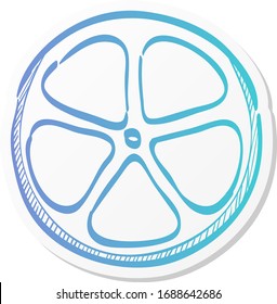 Bicycle wheel icon in sticker color style. Sport cycling race single track tubular