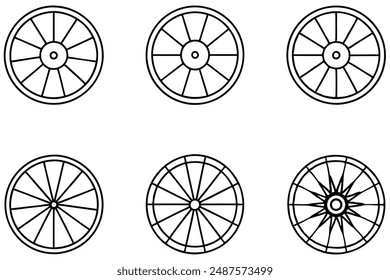 Bicycle Wheel line art illustration detail