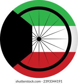 Rueda de la bicicleta sobre el fondo del pabellón del vector de Kuwait