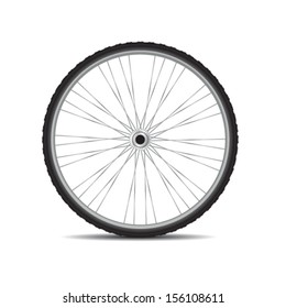 Bicycle wheel on white background