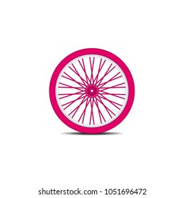 Bicycle wheel in pink design with shadow