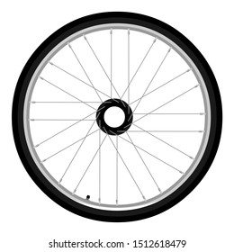 Bicycle wheel side view isolated on white vector illustration
