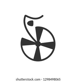 Bicycle wheel simple drawing. Black&white vector. EPS10