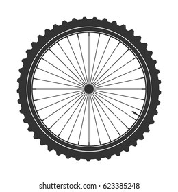 Bicycle wheel symbol,vector. Bike rubber. Mountain tyre. Valve. Fitness cycle.MTB. Mountainbike.