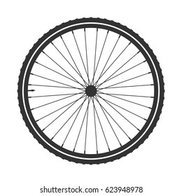 Bicycle wheel symbol,vector. Bike rubber. Mountain tyre. Valve. Fitness cycle.MTB. Mountainbike.