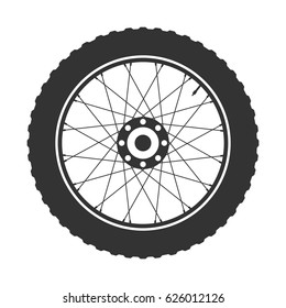 Bicycle wheel symbol,vector. Bike rubber. Mountain tyre. Valve. Fitness cycle.MTB. Mountainbike.