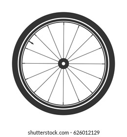 Bicycle wheel symbol,vector. Bike rubber. Mountain tyre. Valve. Fitness cycle.MTB. Mountainbike.