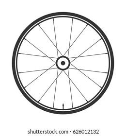 Bicycle wheel symbol,vector. Bike rubber. Mountain tyre. Valve. Fitness cycle.MTB. Mountainbike.