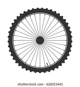 Bicycle wheel symbol,vector. Bike rubber. Mountain tyre. Valve. Fitness cycle.MTB. Mountainbike.