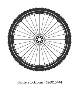 Bicycle wheel symbol,vector. Bike rubber. Mountain tyre. Valve. Fitness cycle.MTB. Mountainbike.