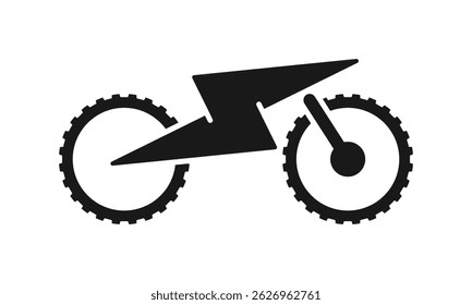 Bicycle Wheel with Thunder Bolt Power for Vintage Retro Hipster Electric Bike Logo design vector template