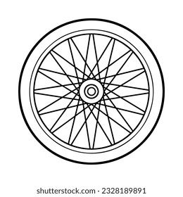 ilustración vectorial del contorno del neumático de la rueda de bicicleta,
aislado en fondo blanco.Vista superior