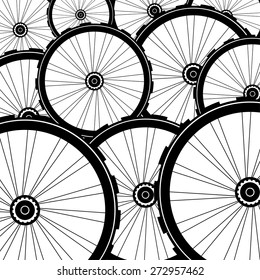 Bicycle wheel vector, bike wheels background pattern vector 