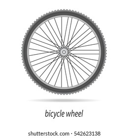 Bicycle wheel vector black and white colors on white field.