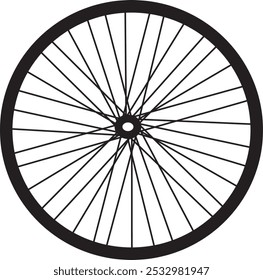 Icono de Vector de rueda de bicicleta. Símbolo de rueda de bicicleta. Bicicleta de goma. Neumático de montaña. Válvula. Bicicleta de fitness. Torneo de carreras de bicicletas. Vector