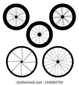 Bicycle wheel vector icons