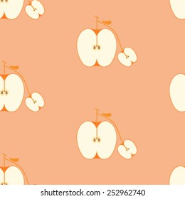 bicycle with wheels in the form of fruit. seamless vector pattern. flat design