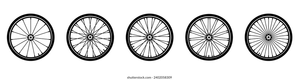 Icono de ruedas de bicicleta conjunto diseño sencillo básico