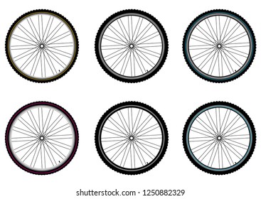 Bicycle wheels. Vector isolated.