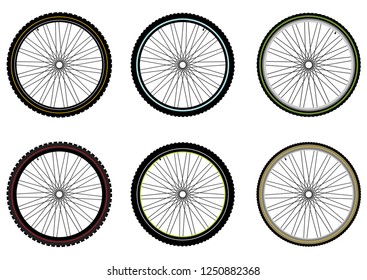 Bicycle wheels. Vector isolated.