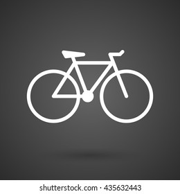  a bicycle   white icon on a dark  background vector illustration