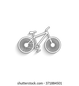 Bicycle - white vector icon with  shadow