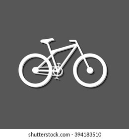 bicycle - white vector icon  with shadow