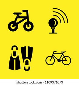 bicycle, wifi, flippers and bicycle vector icon set. Sample icons set for web and graphic design