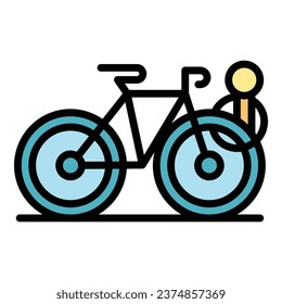 Bicycle wired parking icon outline vector. Park area. Station stand color flat