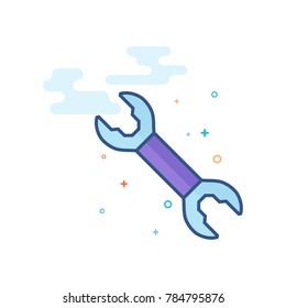 Bicycle wrench icon in outlined flat color style. Vector illustration.