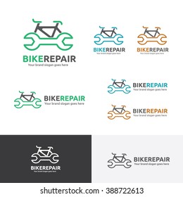 Bicycle and Wrench Symbol for Brand Identity, Bicycle Fix Logo Template