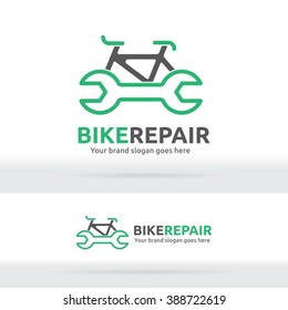 Bicycle and Wrench Symbol for Brand Identity, Bicycle Fix Logo Template