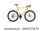 Bicycle yellow black cycle walking bike transportation side view realistic vector illustration. Cycling sport summer outdoor leisure activity vehicle with wheels lifestyle speed transport for riding