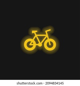 Bicycle yellow glowing neon icon