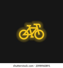 Bicycle yellow glowing neon icon