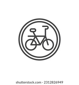 Fahrradzone-Symbol. lineares Stilzeichen für mobiles Konzept und Webdesign. Radzeichen, Umriss-Vektorsymbol. Symbol, Logo-Abbildung. Vektorgrafik