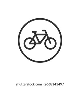 Señal de la zona de la bicicleta, icono lineal. Carril bici o camino para ciclistas. Línea con trazo editable.
