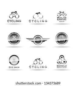 Bicycles and cycling. Icons set. Vol 1.