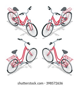 Bicycles. Flat 3d isometric illustration. For infographics and design 