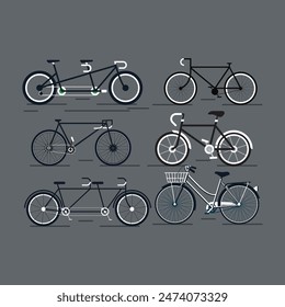 Bicycles icons flat shapes sketch