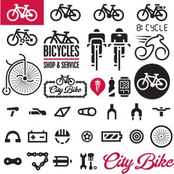 Bicycles. Isolated Vector Bike Accessories Set. 
