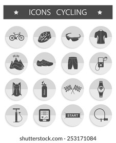 Bicycles. Isolated vector bike accessories set. Spare parts for bicycle vector big icons set - Stock Vector.